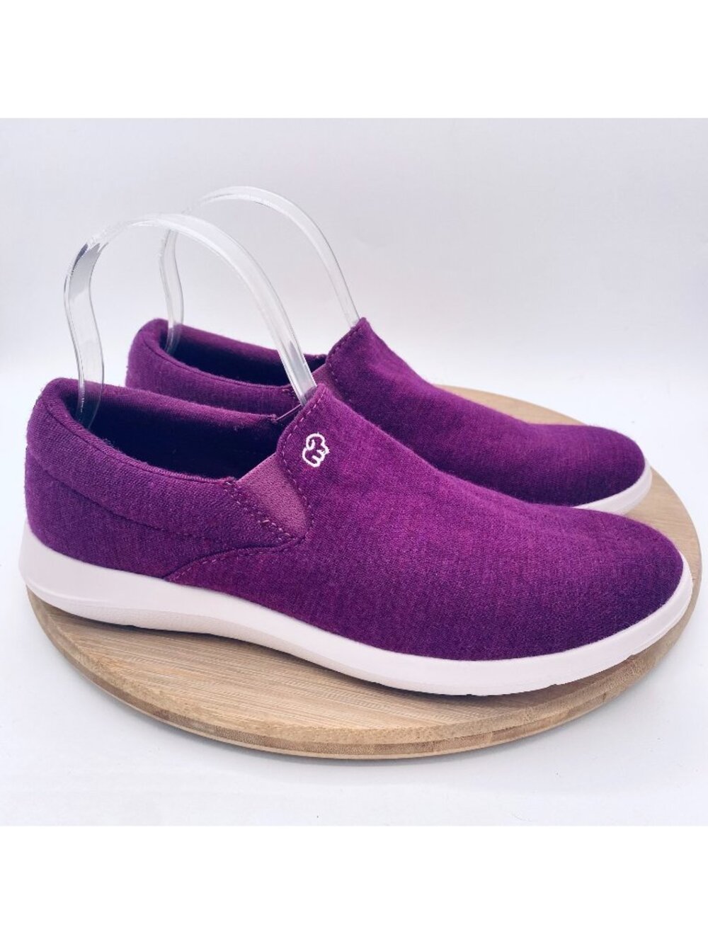 Merinos Shoes Womens 9 Purple Knit Slip On Sporty Sneaker Flats